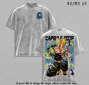 Future Trunks Golden Saiyan Warrior Capsule Corp DBZ Vintage Washed Anime Shirt Sword Warrior Graphic Oversized Tee