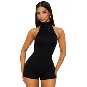 Spring Summer Clothes  Jumpsuits For Woman Jumpsuit Rompers  Bodysuits Hot Girl Style Simple All-match Slim Neck  Leace-up