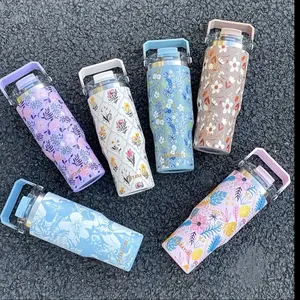 Luxury Floral Stainless Steel Insulated Tumbler 30.43oz - Leakproof, BPA-Free with Straw & Lid for Outdoor Sports and Gifts