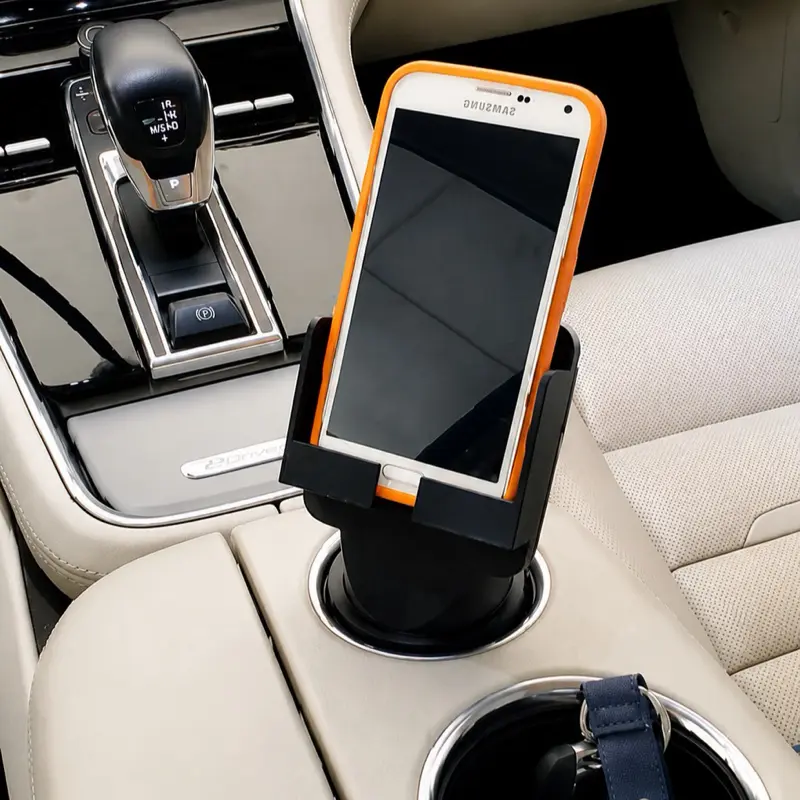 Rotating Phone Holder for Car Cup Holder, Parametric Car Phone Mount, 3D Printed Phone Stand, Adjustable Cup Holder Phone Dock