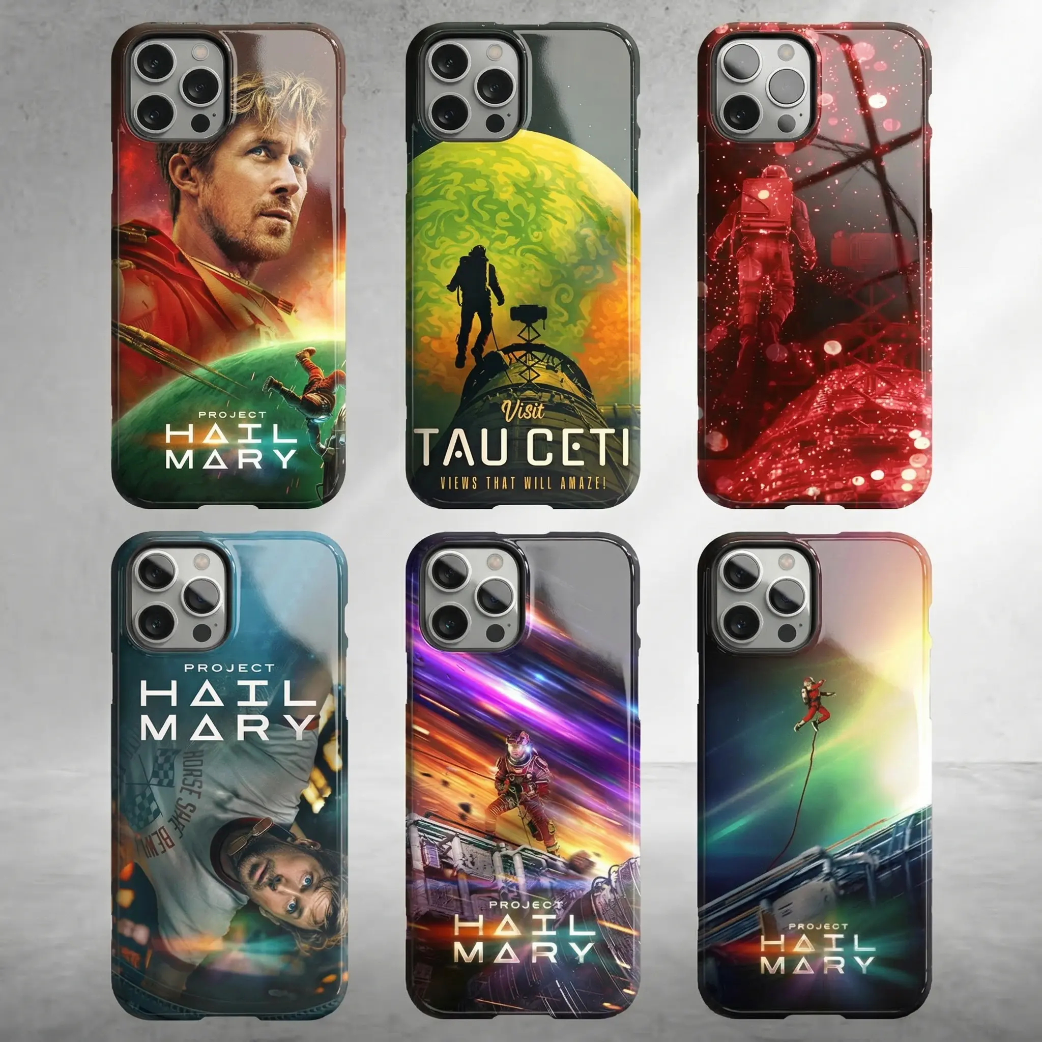 Project Haiil Marry Phone Case – Sci-Fi Space Illustration Collage – Astronaut Galaxy Art iPhone Case