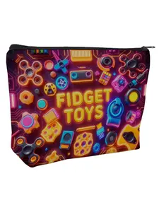 Fidget Toys Large Capacity Makeup Bag, Cosmetic Pouch - Neon Tech Sensory Fidget Spinner Organizer for Charging Cables, Earbuds & Small Essentials, Cool Stress Relief Gift for Him, Teens on Christmas, Birthday, Valentine's Day, Travel Accessories