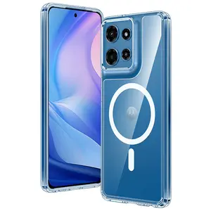 Entronix Magnetic Clear Case for Moto Edge/G/Stylus/Play/Power/Razr Plus 2025/2024, Transparent Bumper Cover, Smartphone Accessories Protection