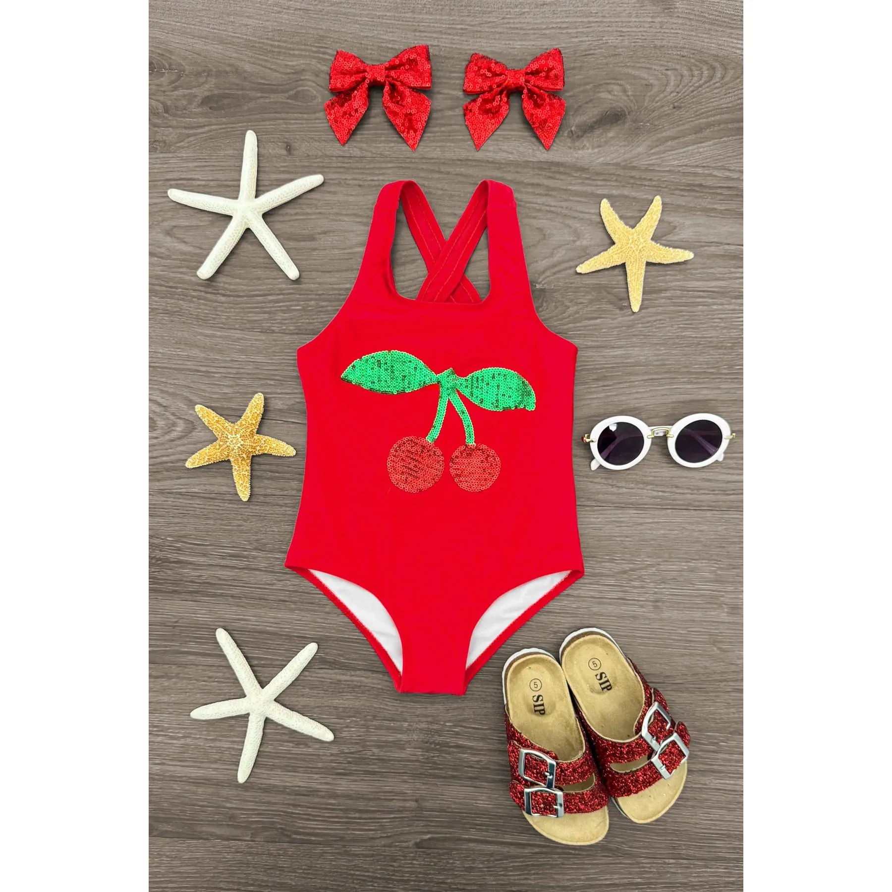 Cherry Sequin Swimsuit