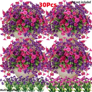 30 Bunches of Vibrant Decorative Artificial Flowers, UV-Resitant & Fade-Resistant, Multicolor Blooms, Ideal for Indoor/outdoor Decor, Home Gardens, Parties, Artificial Flowers for Outside