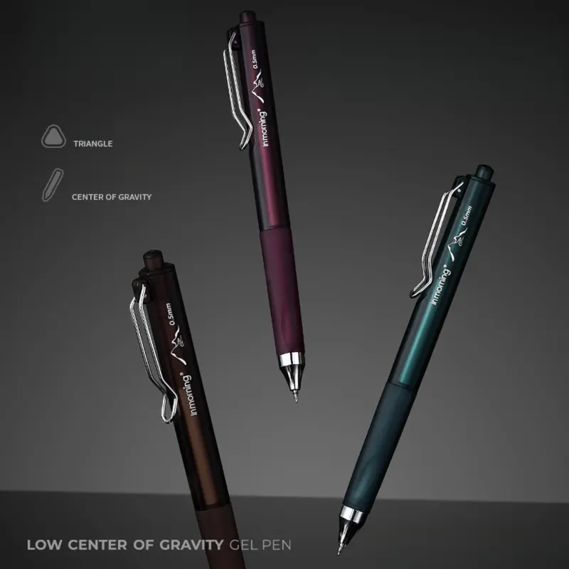 New 3 Vintage Retractable Aesthetic Black Writing Pens & Refills - Minimalist Design Dark-Tone Office Stationery, Low Center of Gravity, Smooth Continuous Writing, Quick-Dry High-Capacity Ink, for Office Use