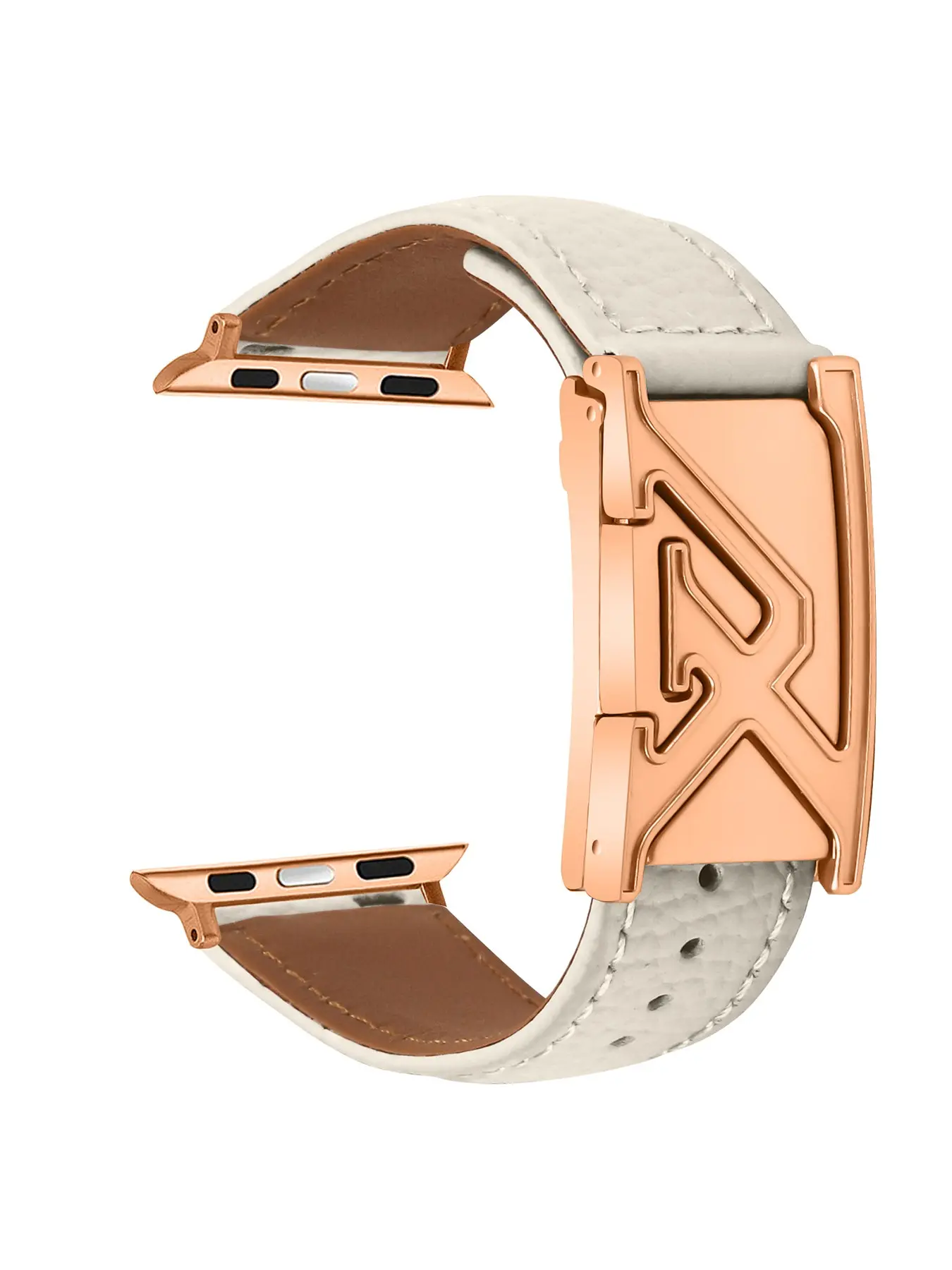 Fashionable Leather Watch Strap with Litchi-Texture, Smooth Silver Color Letter Engraving Clasp, Elegant Accessory for All Seasons, Watch Bracelet