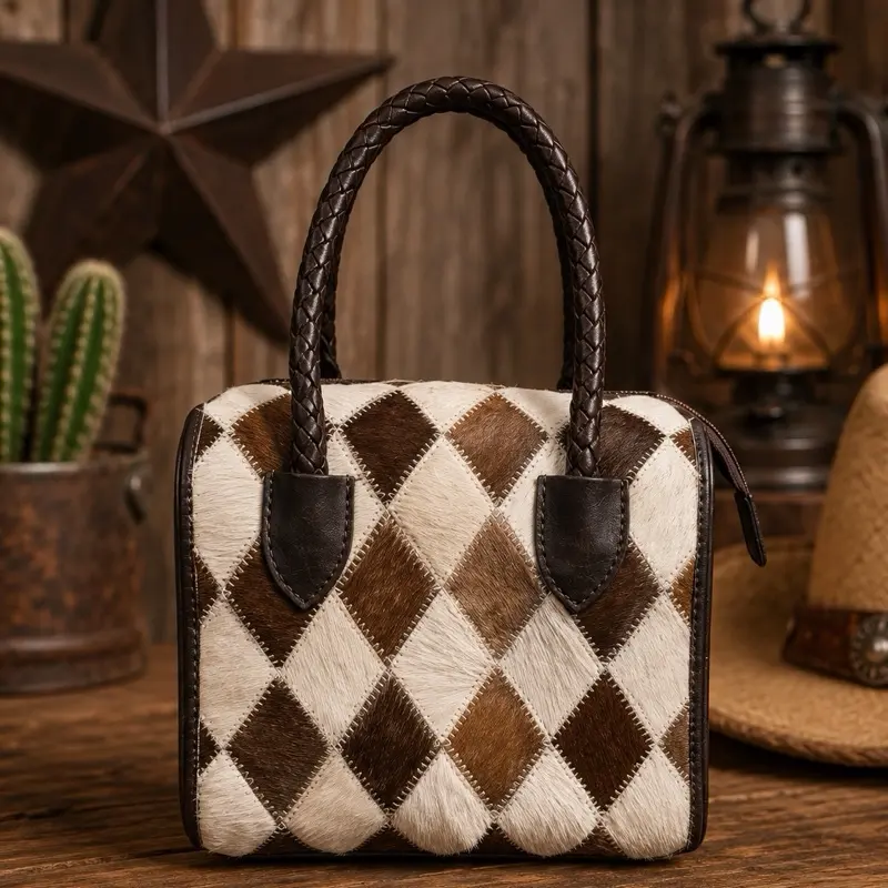 Checkered Small Cowhide Speedy Handbag