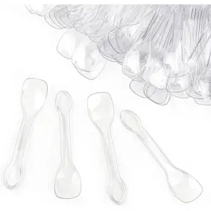 100PCS Tasting Spoons Ice Cream  Taster  Plastic Mini Spoons Disposable Dessert  for Miniature Dessert Cups, Sampling, Small Catering Supplies, Tasting Party (Clear)
