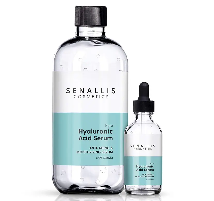 Hyaluronic Acid Serum 8 fl oz And 2 fl oz, Made From Pure Hyaluronic Acid, Anti Aging/Wrinkle, Ultra-Hydrating Moisturizer That Reduces Dry Skin Manufactured In USA