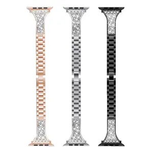 GIROUETTE Rhinestones Watch Band (Band Only), 1 Count Brilliant Star Replacement Band, Smart Watch Accessories for iWatch Series 9 8 7 6 5 4 3 2 1 SE SE2 Ultra