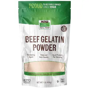 NOW Foods Beef Gelatin Powder Natural Thickening Agent Source of Protein 1-Pound Keto Friendly Non-GMO Dietary Supplement - Healthcare Fitness Healthcare