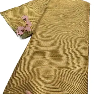 Nigerian Brocade Organza Fabric African Gold Jacquard Fabric High Quality with Floral Design. 5 yards.