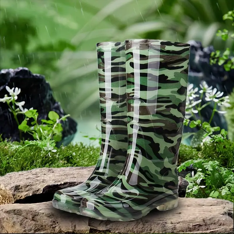 1pr Unisex Fashion High-Top Rain Boots, Non-Slip Rubber Waterproof Slip-On Long Boots with Solid Color Design, Durable PVC Upper Rainproof Rainy Days 1pr Unisex Fashion High-Top Rain Boots, Non-Slip Rubber Waterproof Slip-On Long Boots with Solid Color Design, Durable PVC Upper Rainproof Rainy Days