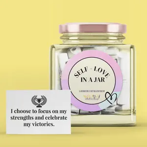 Self-Love In A Jar - 16 Unique Affirmations in Chic Rose Gold Mason Jar for Daily Motivation & Eco-Friendly Gift