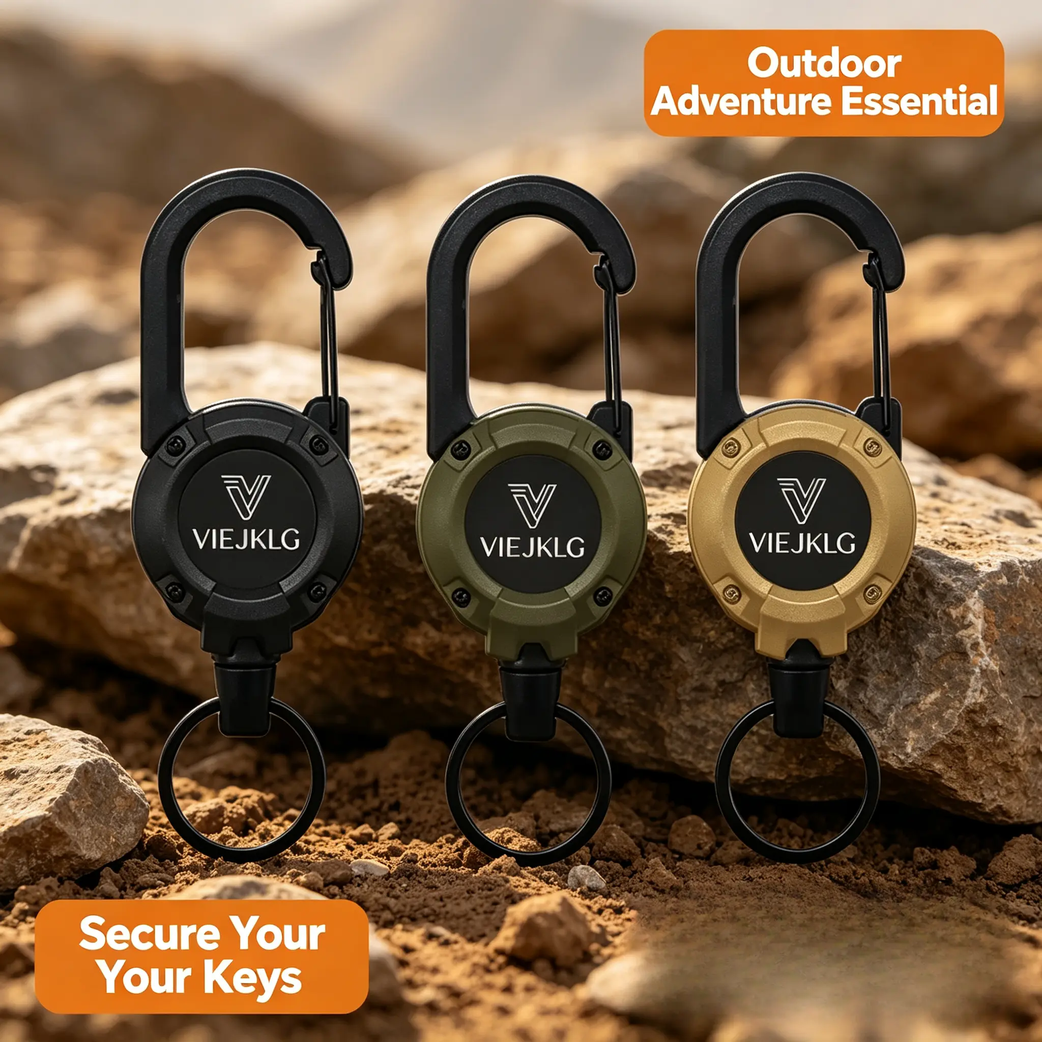 Portable 3-in-1 Automatic Retractable Key Buckle, Corrosion-Resistant Steel Wire Rope Mountain Climbing Hanging Buckle, Outdoor Sports Fashion Accessory