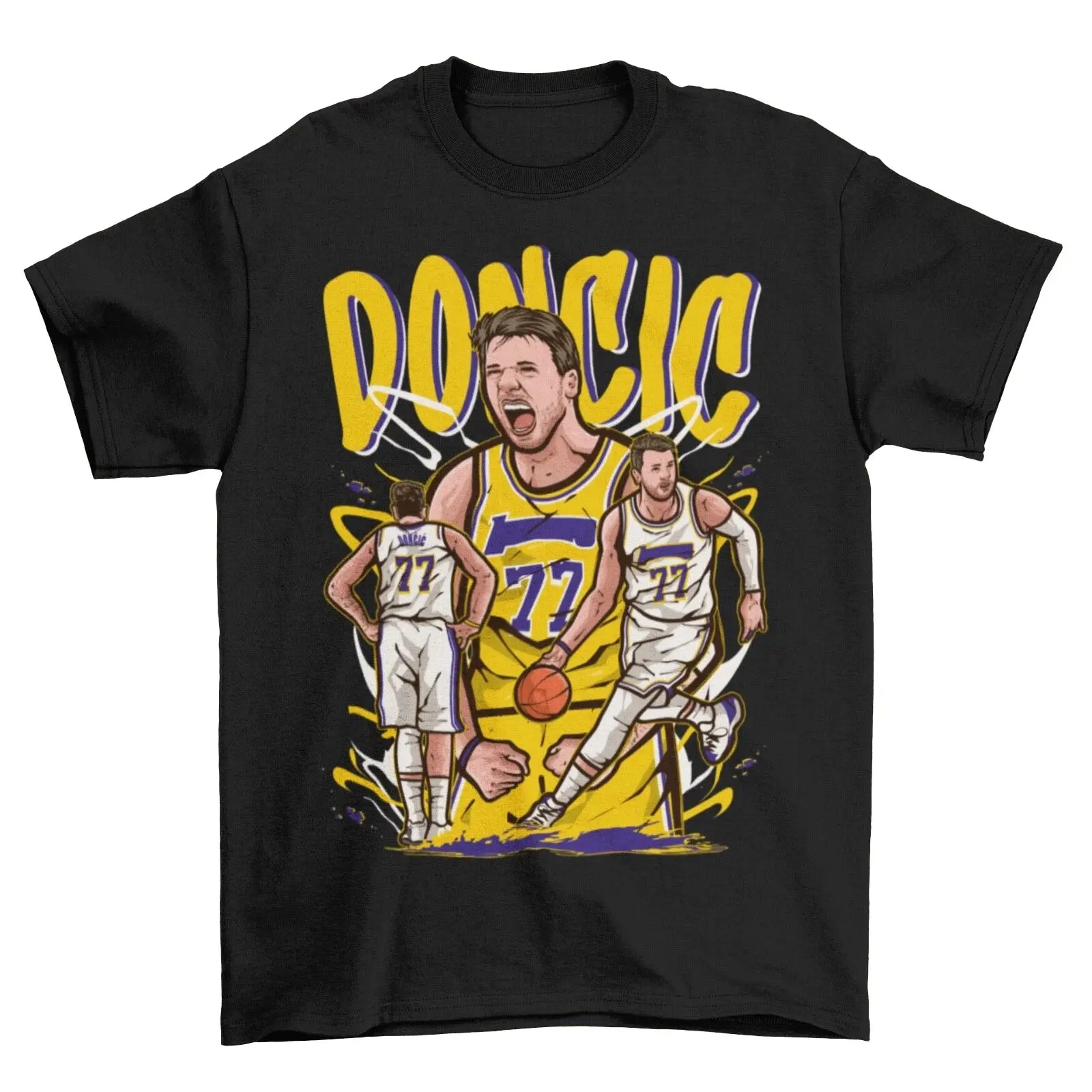 Luka Dončić Cartoon Style Los Angeles Basketball T-Shirt