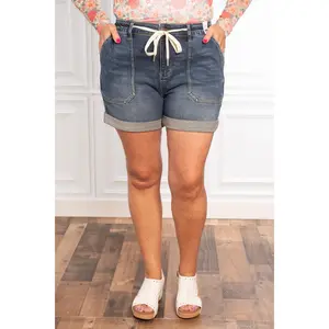 Judy Blue Micky Dark Wash Jogger Shorts
