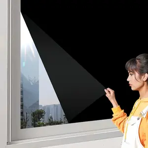 Sunlight Blocking Window Film, Sun Shade Film, Glass Sun Protection Heat Resistant Privacy Covering, Removable Opaque Room Darkening Curtain for Home Daytime Sleep