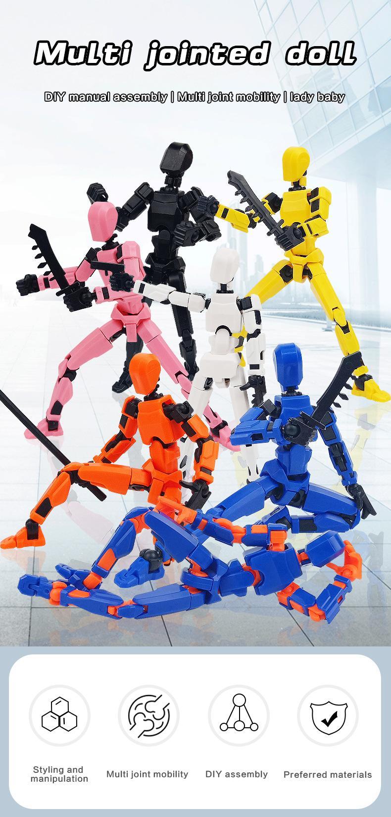 5-Piece Assembly DIY Dummy Titan T-13 Action Figure Multi-Jointed Movable, Lucky Action Figures, Multi-Articulated Action Figures, Desktop Decorations, Creative Gifts Craft Figurine Toy Set