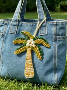 Coconut Tree Bag Pendant, Faux Pearls, Tropical Palm Tree Keychain Hanging Rope Bag Pendant Purse Charms, Purse Charms For Handbags, Car Keychain Gift For Family, Friends, Sparkly Bag Charm