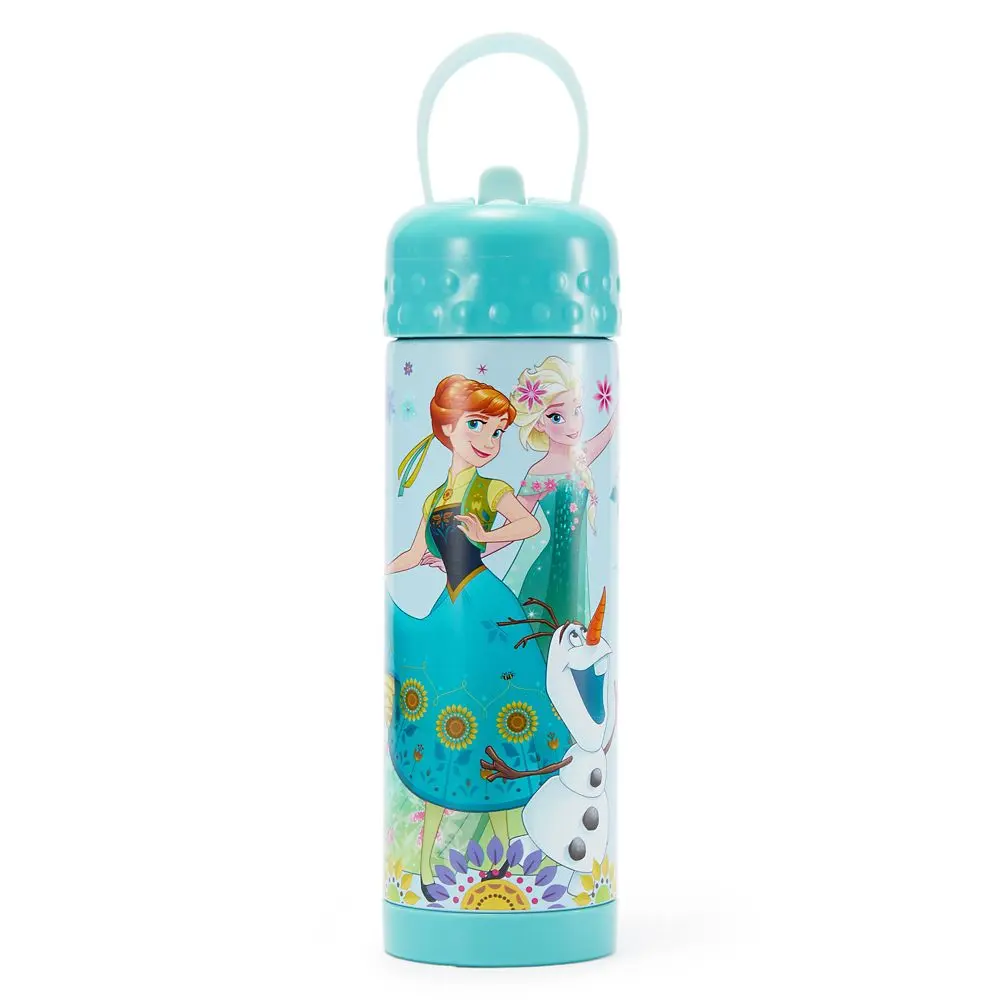 Disney Store Frozen 16 oz. Stainless Steel Water Bottle with Built-In Straw