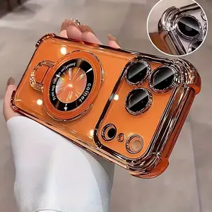 Phone Case - The "Anti-Drop Shockproof Stand" Is Compatible for Iphone 17, 16, 15, 14, 13, 12, 11 Pro Max, Plus, And Air Series. It Features a Luxurious Transparent Acrylic Magnetic Stand Phone Case That Supports