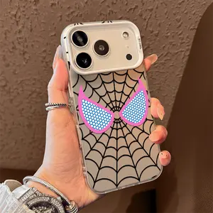 Pink-blue spider web phone case for iPhone 17 Air 16 Pro Max 15 14 Plus 13 12 11 XR XS stylish camera protection Shockproof Anti Drop Durable Phone Case.