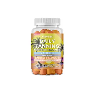 Daily Tanning Female Balancing Gummy Bears with L-Tyrosine, Vitamin C & Prebiotic Fiber, Pineapple Flavor Cistanche and Horny Goat Weed Supplement tanning  capsules Detox Capsules natural edible healthcare blood vessel health Brain Performance Beauty acv