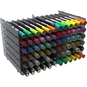 72 Art Marker Storage Tray Desk Organizer Holder, Adjustable Dividers, Modular, Expandable, Stackable, Fit  Pen, Pencil, Brushes. School, , Multi Purpose Tinted Plastic 6 Trays