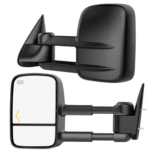Heated Tow Mirrors Compatible with 2003-2007 Chevy Silverado GMC Sierra(2007 Classic) 1500 2500 3500, Tahoe Suburban Avalanche Yukon Escalade, Extended Trailer Towing Side Mirrors LED Turn Light