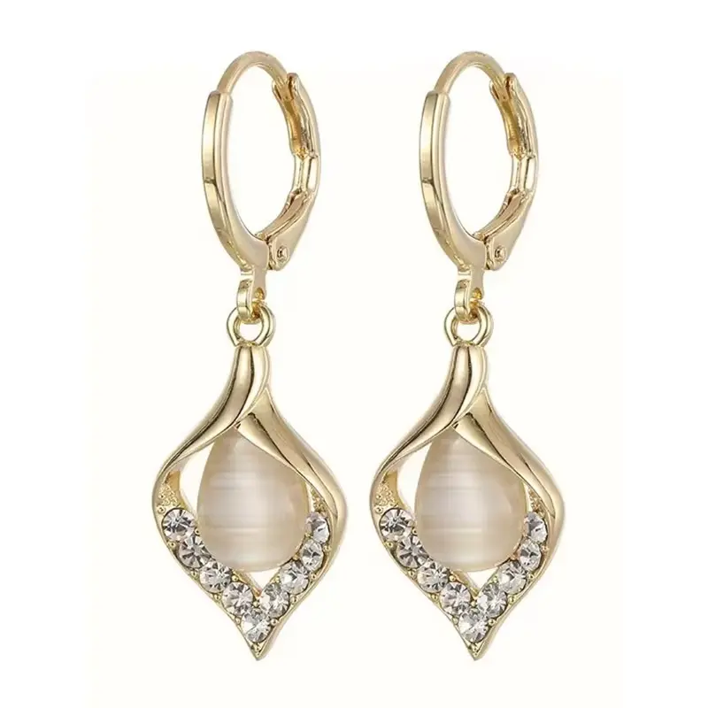 Fashion Water Drop Opal Earrings for Women Elegant Jewelry Ear Hook Dangle Earrings