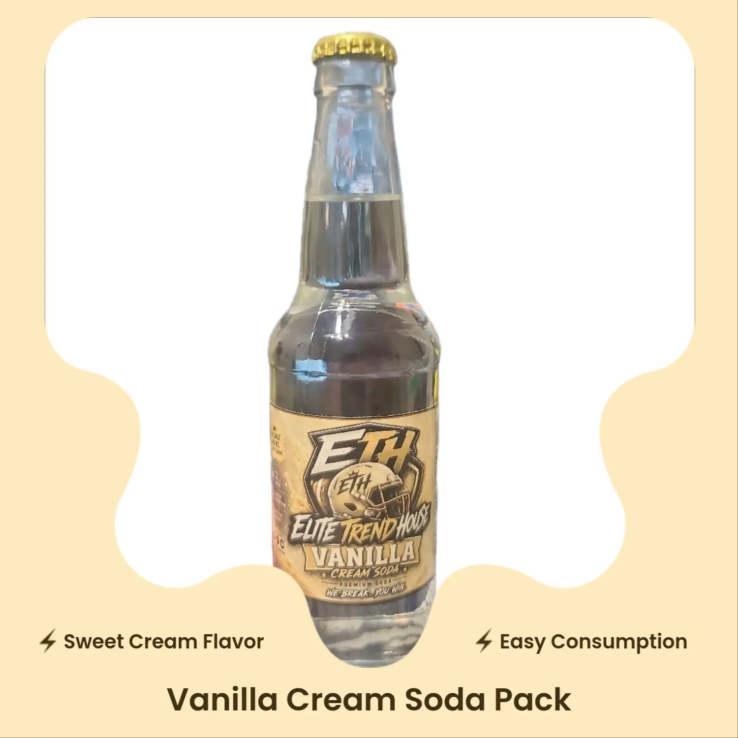 ETH Low Fat Vanilla Cream Soda Fizzy Drinks, 4-Pack Bottles