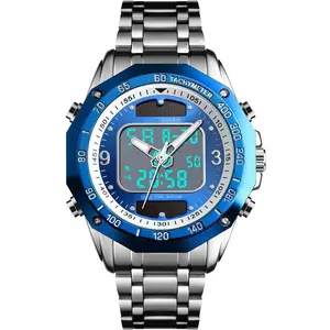 Men's Solar  Quartz Stainless Steel Analog Digital Wrist Watch for Men