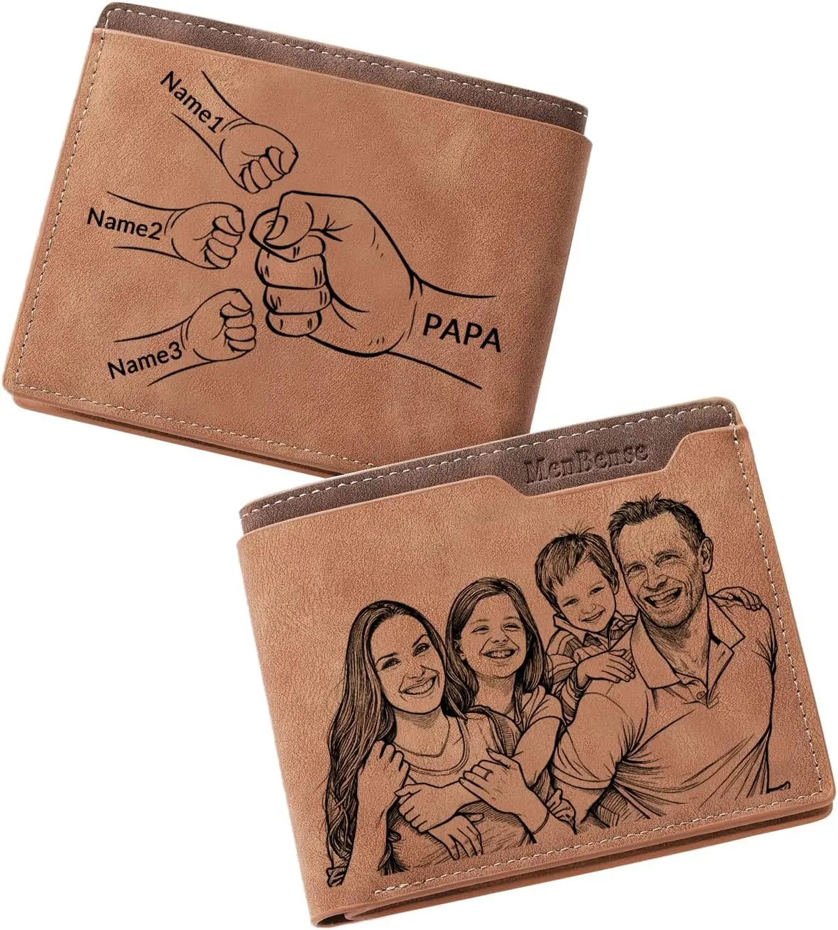 Personalized Dad Gifts Custom Wallets From Daughter Son - Engraved Photo & Fist Name Personalized Wallet for Men Customized Fathers Day Christmas Gifts for Men HusbandGift.