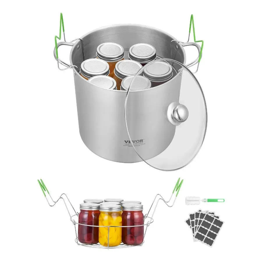 【DealsForYouDays】VEVOR Canning Supplies Starter Kit, 11 Pieces Stainless Steel Water Bath Canning Kit for Beginners, Canning Tools Set: Pot, Rack, Lid, Ladle, Funnel, Tongs, Jar Lifter, Wrench, Measuring CupVEVOR Super Brand Day