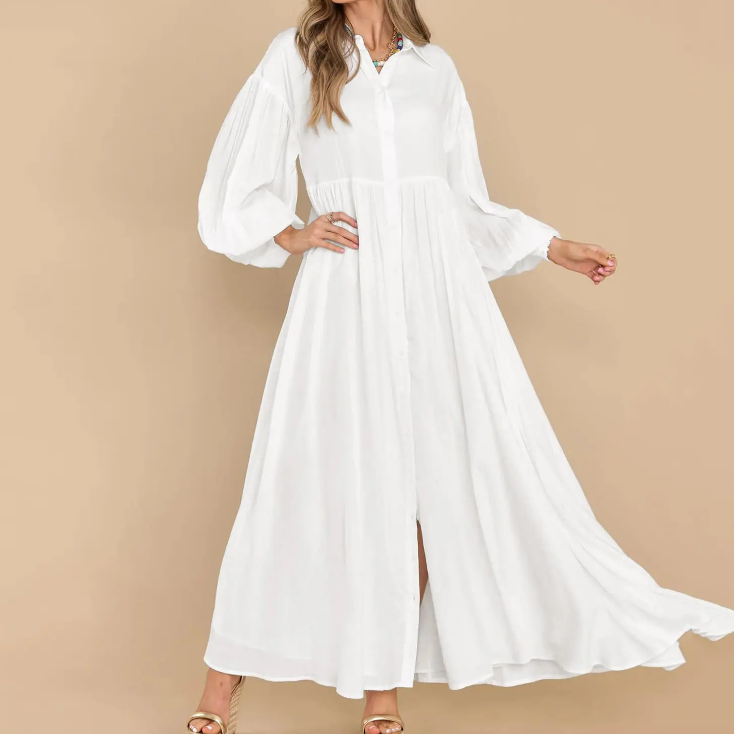 Chouyatou Women's Casual Long Sleeve Button Down Shirt Dress Elegant Pleated Flowy Swing Maxi Dress Summer Womenswear Black Collared - TikTok Shop Chouyatou Women's Casual Long Sleeve Button Down Shirt Dress Elegant Pleated Flowy Swing Maxi Dress Summer Womenswear Black Collared - TikTok Shop