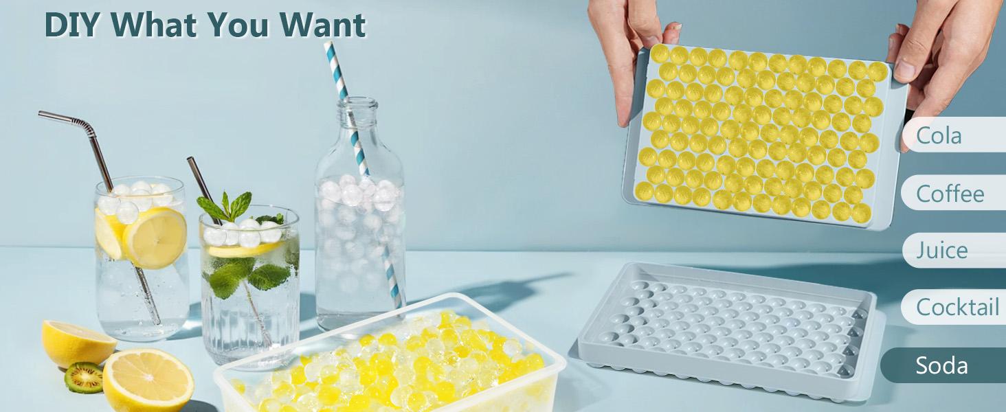 Mini Ice Cube Trays – Tiny Pebble Ice Molds with Lid & Storage Bin, Easy Release & Stackable (2 Pack)