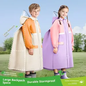 College style kindergarten with backpack, full body waterproof raincoat and raincoat