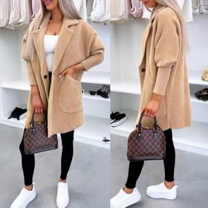 CHICME Women's Turn-down Collar Long Sleeve Casual Button Coat with Pockets
