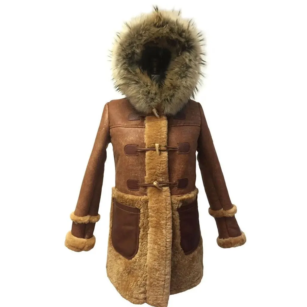 Jakewood - 1044 Women's Whiskey Three Quarters Shearling Trench Coat