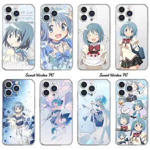 Hot Anime Miki Sayaka Kawaii Phone Cases For iPhone 17 Promax Pro Air 16 Plus 15 14 13 12 11 Madoka Magica Transparent Soft TPU Anti-fall Shockproof Protective Cover Perfect Christmas Halloween Birthday Gift