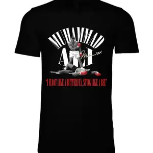 Muhammad Ali Shirt - Black T-Shirt with Iconic Imagery and Powerful Quotes, Celebrating the Legacy of Greatness - Menswear, Top