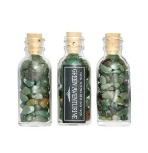 Green Aventurine Gem Bottle - Polished Chips of Green Aventurine Crystals