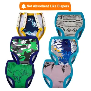 6-Pack Toddler Boys' and Girls' Potty Training Pants with Side Snaps, 100% Cotton Reusable Training Underwear for 2T-4T Toddlers