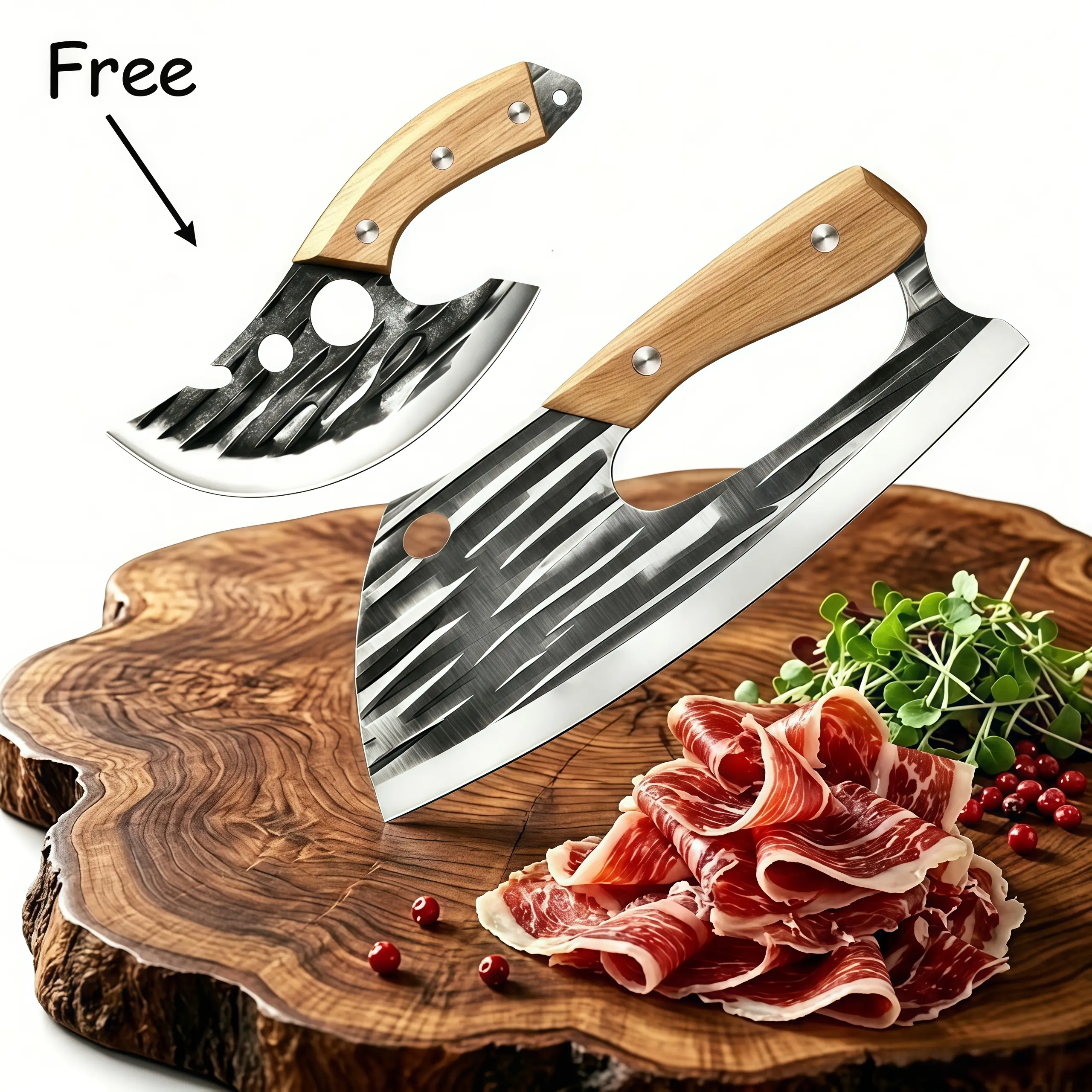 Buy 1 Get 1 Free Forged Kitchen Knife Set - Sharp Durable Meat Cleaver Chef Knife, Ergonomic Non-Slip Handle, Precision Cutting Bone Chopper Gift Box