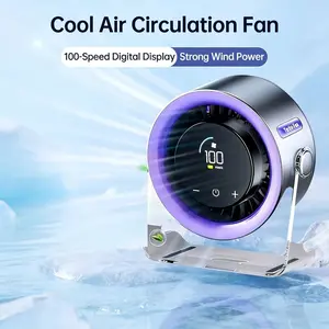 Desktop Fan Turbine Table Fan Multifunction USB Rechargeable Fan Travel Essential, Office 10-Speed Digital Display, Low Noise, Rechargeable Battery, Dual Adjustment Modes, Quiet Cooling