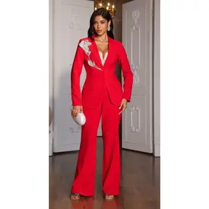 Lady in Red Suit Pants Set
