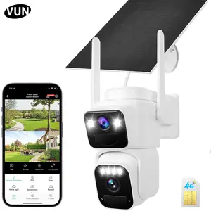 VUN Dual Lens 2K Solar Security Cameras for Home, 4G LTE Outdoor 360° View Battery Powered Camera with Spotlight Color Night Vision, PIR Sensor, 2-Way Audio, IP66 Waterproof, Home Security System