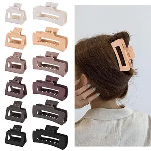 12 Pcs Rectangle Clips, Accessories for Women and Girls, Including 6 Pcs 4 Inch Large Clips for Thick Hair and 6 Pcs 2 inch Small Clips for Thin Hair (Neutral) elastic double comb hair clip trendy Minimalist Solid cute